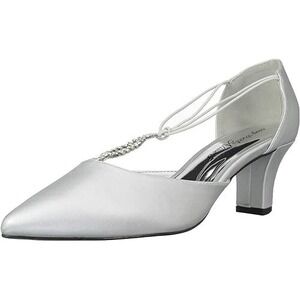 Easy‎ Street Moonlight Dress Pumps Silver Satin Pointed Toe Heels Size 8 M NEW